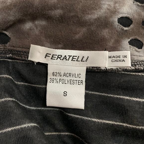 Feratelli Jacket Grey Black Button Front Top 3/4 Sleeve Women's S Artsy Boho - Picture 10 of 11